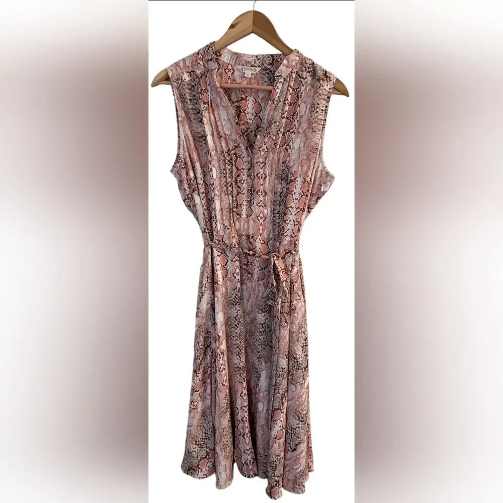 NEW Nanette Lepore DesignerSnakeskin Reptile Print Dress Sleeveless Pink Size 10_4